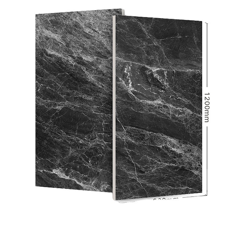 3D-Steinenimitat Moderne schwarze glänzende Porzellanfliesen 600x1200mm