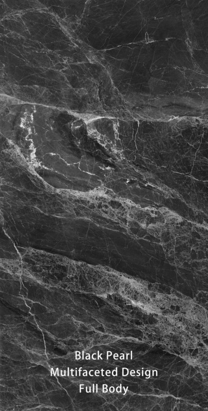 3D-Steinenimitat Moderne schwarze glänzende Porzellanfliesen 600x1200mm